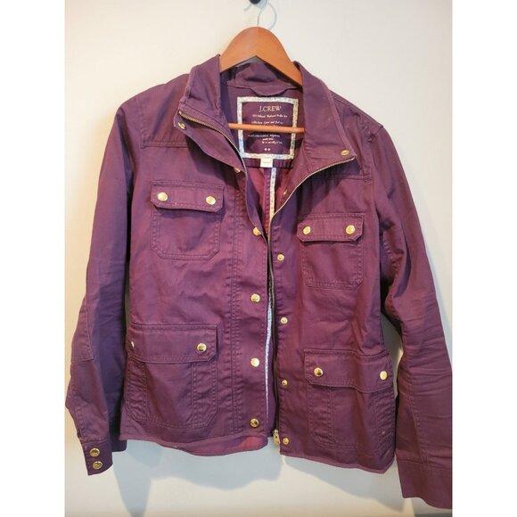 J. CREW Relaxed Fit Boyfriend Field Jacket Purple Gold EUC Size Medium - Picture 1 of 6